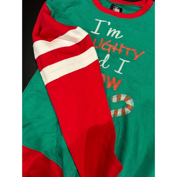 OMG So UGLY Bioworld New "I'm Naughty And I Know It" Christmas Sweatshirt Size M - Picture 4 of 5